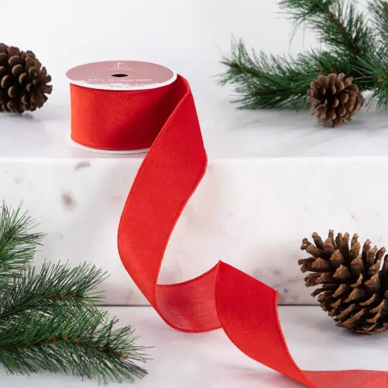 Northlight Solid Red Wired Craft Christmas Ribbon 2.5" x 10 Yards {3}