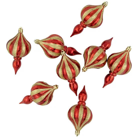 Northlight 8ct Red and Gold Shatterproof Finial Christmas Ornaments, 4.75" {6}