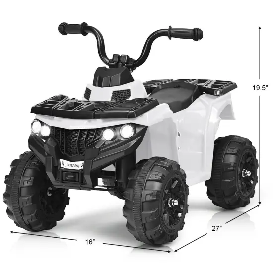 6V Battery Powered Kids Electric Ride on ATV White {2}