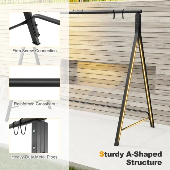 Costway Outdoor Porch Swing Frame Patio Metal Swing Stand with A-Shaped Structure {5}