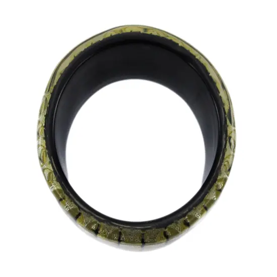 1 1/2 Inch Wide Goldtone Pyramid Studded Lucite Bangle Bracelet {3}