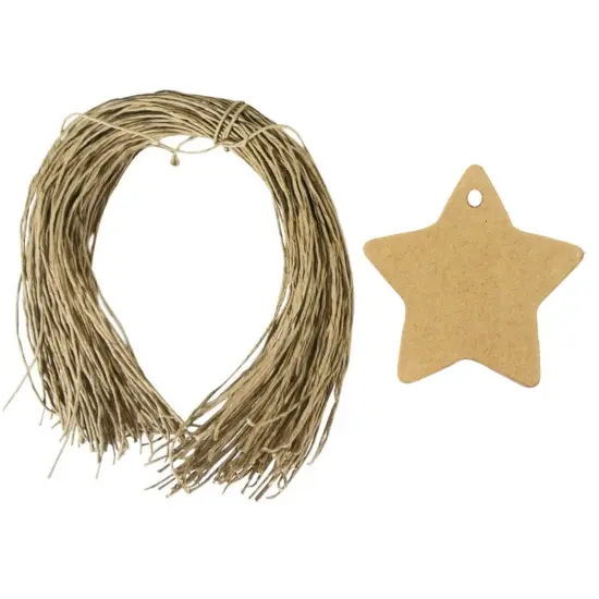 Wrapables 50 Gift Tags/Kraft Hang Tags with Free Cut Strings for Gifts, Crafts & Price Tags Star {2}