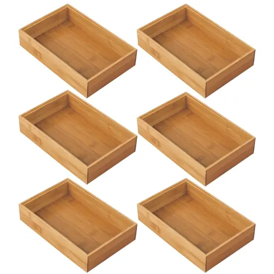 mDesign Wooden Bamboo Office Drawer Organizer Box Tray {4}
