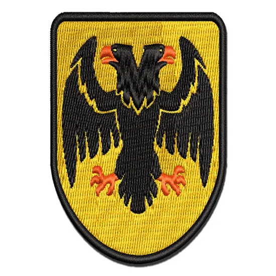 Double Headed Eagle Heraldry Multi-Color Embroidered Iron-On or Hook & Loop Patch Applique {1}