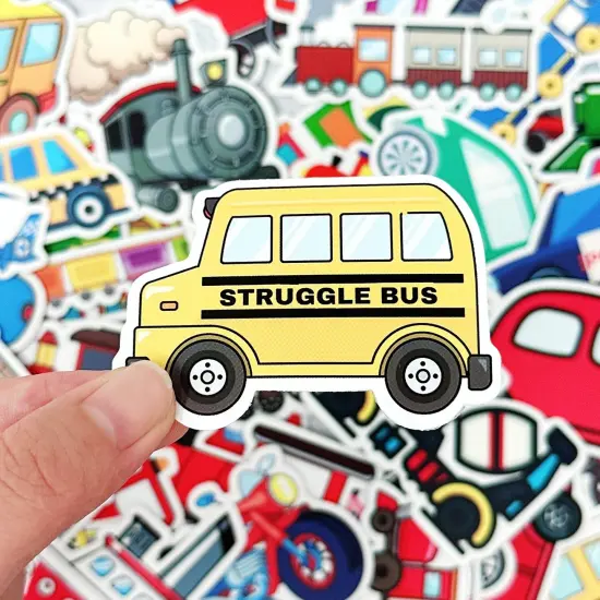 Wrapables Waterproof Vinyl Stickers for Water Bottles, Laptop, Phones, Skateboards, Decals for Teens, 100pcs Cars and Trains {4}