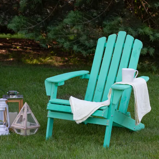 Northlight 36" Green Classic Folding Wooden Adirondack Chair {3}
