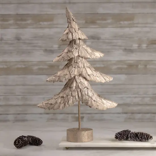 Northlight Layered Tree with Wooden Base Christmas Decoration - 18" - Bronze Finish {3}