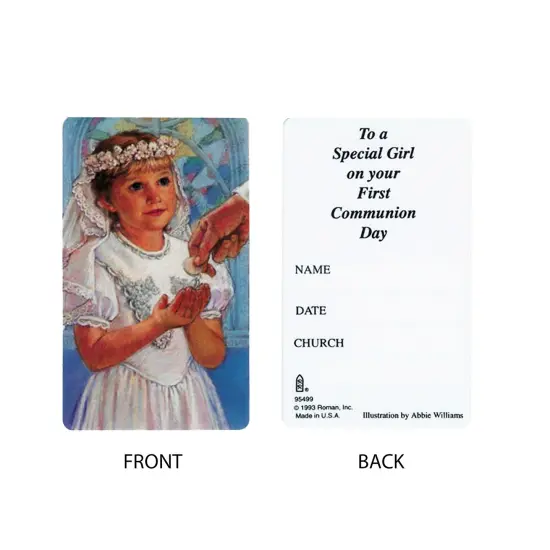 Roman Club Pack Of 50 Girl's First Communion Keepsake Cards #95499 White {5}