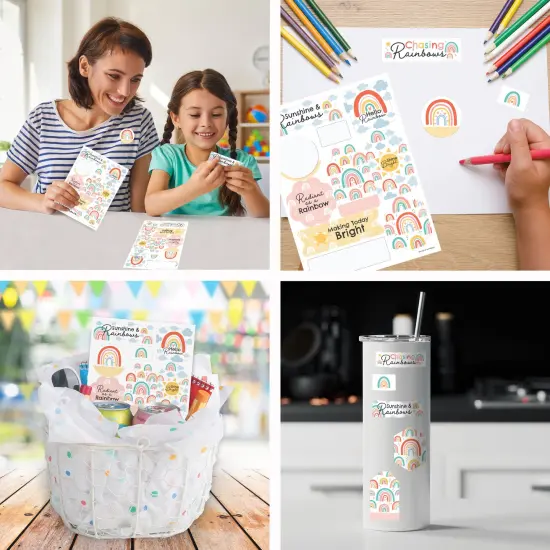 Big Dot of Happiness Hello Rainbow - Boho Baby Shower and Birthday Party Favor Sticker Set - 12 Sheets - 120 Stickers {6}