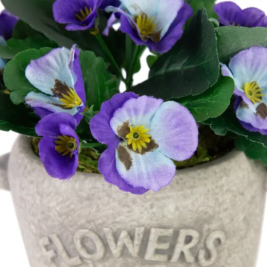 Northlight Pansy Artificial Floral Arrangement in "Flowers & Garden" Pot - 6" - Purple and Blue {7}