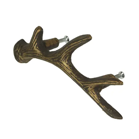 Antique Bronze Cast Iron Rustic Deer Antler Drawer Pull Cabinet Handle Set of 6 {4}