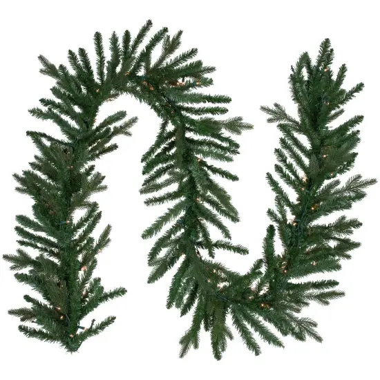 Northlight Real Touch&trade; Pre-Lit Grande Spruce Artificial Christmas Garland - 9' x 14" - Clear Lights Green {3}