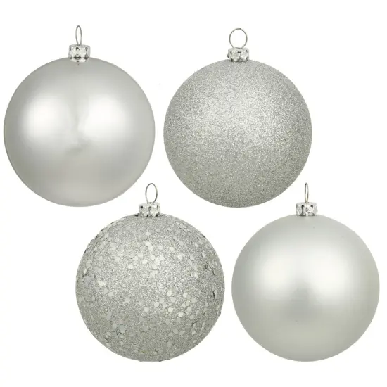 Vickerman 2.4 in. Silver Ball 4-Finish Asst Christmas Ornament {1}