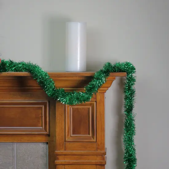 Northlight Traditional Christmas Tinsel Garland - 12' x 2.5" - Green - Unlit {4}