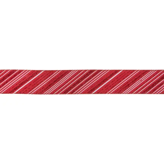 Northlight Red and White Striped Christmas Wired Craft Ribbon 2.5" x 10 Yards {1}