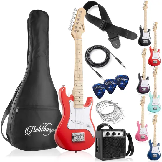Ashthorpe 30-inch Beginner Electric Guitar Kit with Amplifier, Basic Starter Package w/ Gig Bag, Strings, Strap, Picks {7}