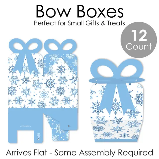Big Dot of Happiness Blue Snowflakes - Square Favor Gift Boxes - Winter Holiday Party Bow Boxes - Set of 12 {7}