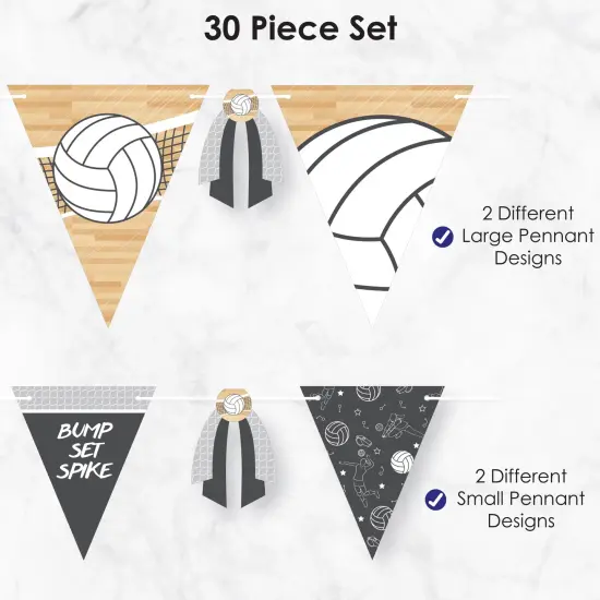 Big Dot of Happiness Bump, Set, Spike - Volleyball - DIY Baby Shower or Birthday Party Pennant Garland Decoration - Triangle Banner - 30 Pieces {6}