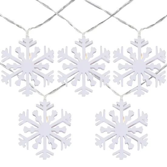 Northlight Snowflake LED Candlelight Clear Christmas Light Set - 4' Clear Wire - 10ct White {3}