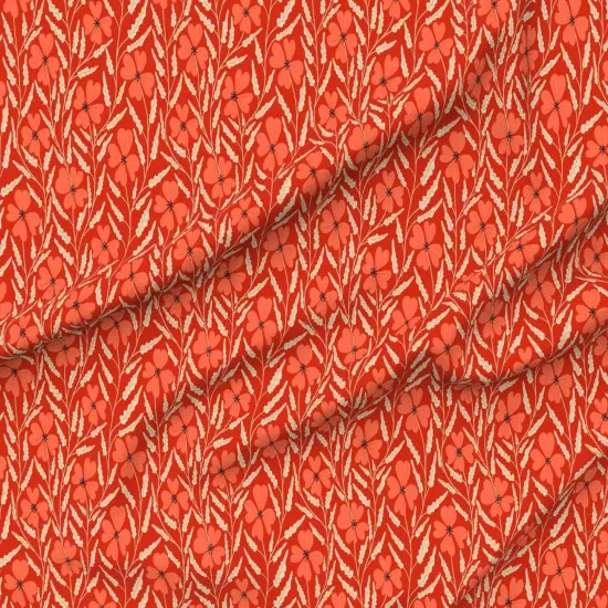 Various Fabrics by the Yard or Fat Quarter Bight Poppy Florals Flowers Botanical Garden Leaves Petals Blooms Vibrant Custom Printed Fabric by Spoonflower {6}