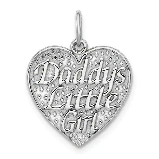 14K White Gold Daddys Little Girl in Heart Charm Jewerly 21mm x 16mm {1}