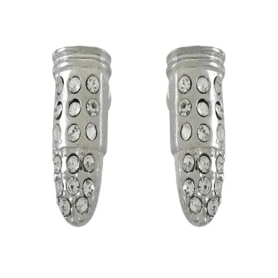 Beautiful Chrome Bullet Rhinestone Stud Earrings {1}