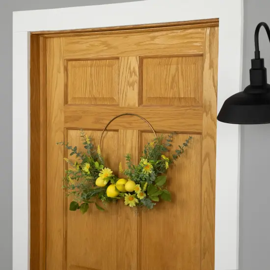 Northlight Lemon and Daisy Springtime Half Wreath - 22" - Yellow {4}