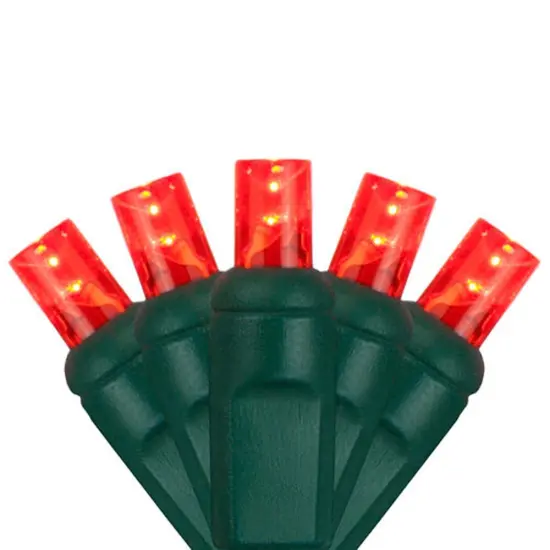 70 Red 5mm LED Christmas Lights, Green Wire, 4" Spacing {1}