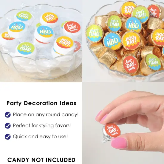 Big Dot of Happiness Party Time - Happy Birthday Party Small Round Candy Stickers - Party Favor Labels - 324 Count {6}