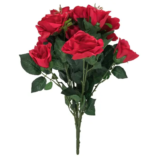 Allstate Rose Artificial Floral Bush Spray - 18" - Red {4}