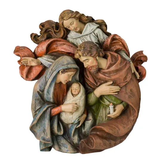 Roman 14" Brown Holy Family with Angel Christmas Wall Bust {1}