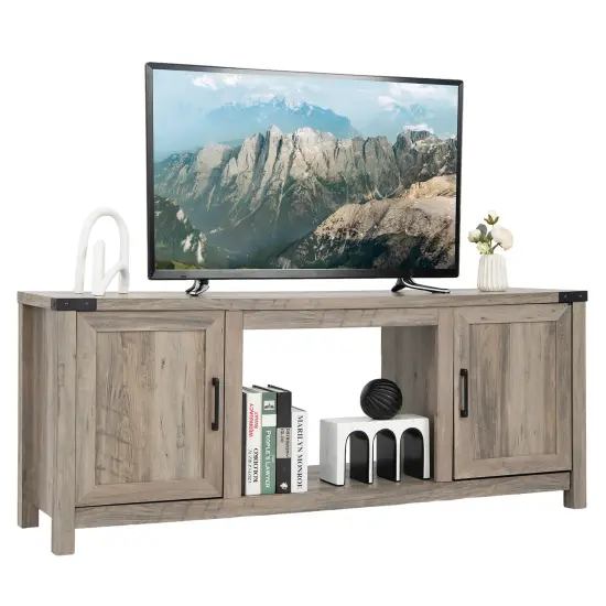 Costway 62'' Farmhouse TV Stand Entertainment Center for TVs up to 70 Inches Natural {1}