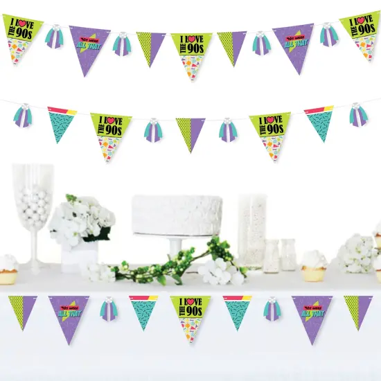 Big Dot of Happiness 90's Throwback - DIY 1990s Party Pennant Garland Decoration - Triangle Banner - 30 Pieces {3}