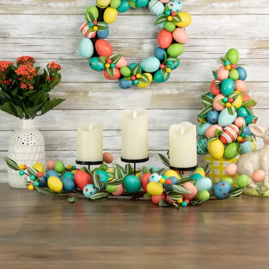 Northlight 32" Colorful Easter Egg Pillar Candle Holder Centerpiece Multi {3}
