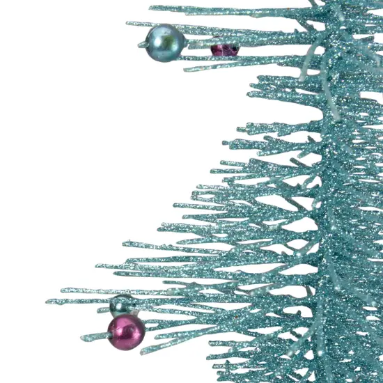 Allstate 16" Whimsical Turquoise Glittered Spike Table Tree - Unlit Blue {4}