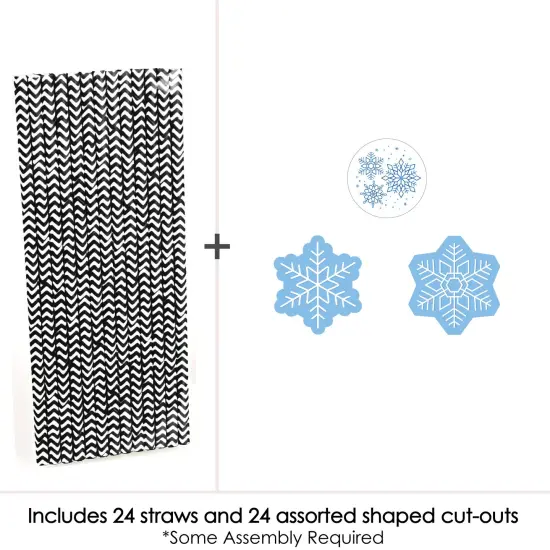 Big Dot of Happiness Blue Snowflakes - Paper Straw Decor - Winter Holiday Party Striped Decorative Straws - Set of 24 {4}