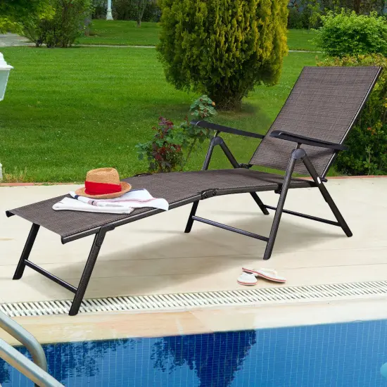 Costway Pool Chaise Lounge Chair Recliner Outdoor Patio Furniture Adjustable {1}