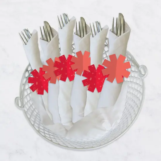 Big Dot of Happiness Red Confetti Stars - Simple Party Paper Napkin Holder - Napkin Rings - Set of 24 {4}