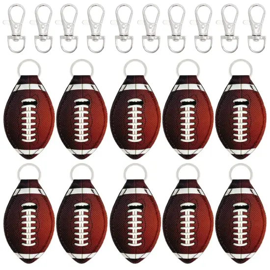 Wrapables 10 Pack Chapstick Holder Keychain with 10 Pieces Metal Clasps Football {1}