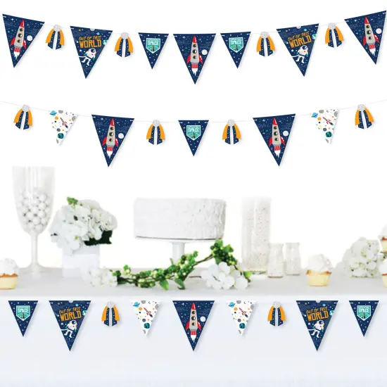 Big Dot of Happiness Blast Off to Outer Space - DIY Rocket Ship Baby Shower or Birthday Party Pennant Garland Decoration - Triangle Banner - 30 Pieces {3}