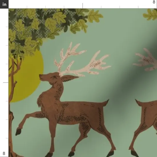 Various Fabrics by the Yard or Fat Quarter Woodland Nature Mint Green Vintage Style Animals Woods Trees Botanical Whimsical Custom Printed Fabric by Spoonflower {4}