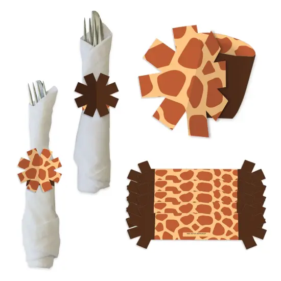 Big Dot of Happiness Giraffe Print - Safari Party Paper Napkin Holder - Napkin Rings - Set of 24 {1}