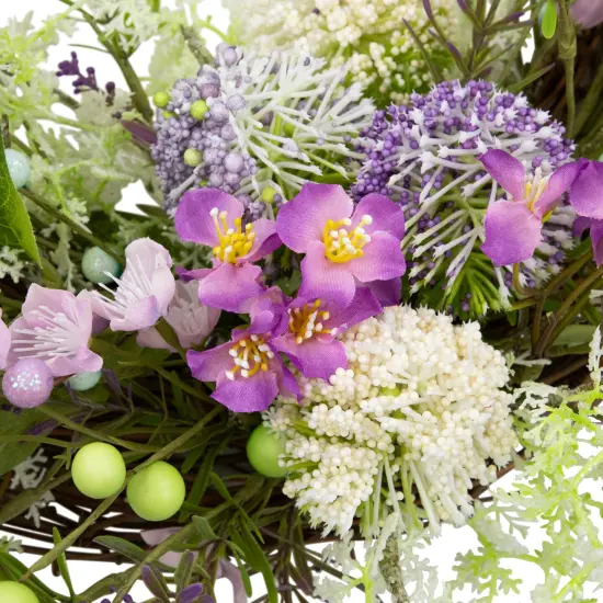 Northlight Allium, Statice and Lavender Half Spring Wreath - 24" - Purple {5}