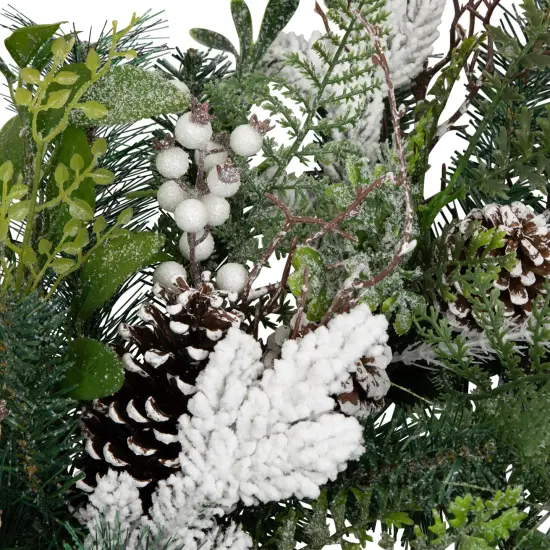 Northlight Real Touch&trade;️ Frosted Pinecones and Berries Christmas Wreath - 36" - Unlit Green {6}