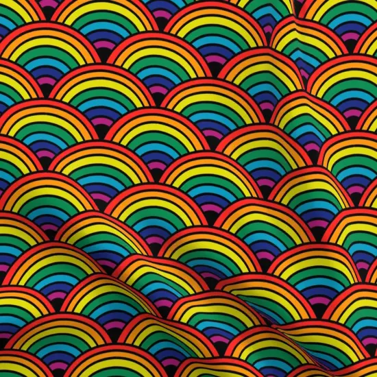 Various Fabrics by the Yard or Fat Quarter Rainbow Colorful Arches Scallop Whimsical Maximalist Custom Printed Fabric by Spoonflower {5}