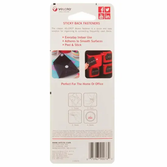 Sticky Back&trade; Strips, 3/4" x 3-1/2", White, 4 Per Pack, 6 Packs {3}