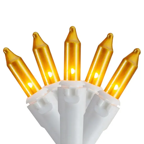 Northlight Mini Incandescent Icicle Christmas Lights - Opaque Gold - 3.5' White Wire - 100ct {4}