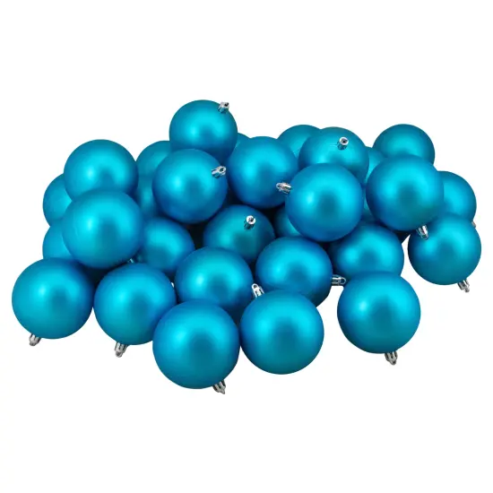 Northlight Matte Shatterproof Christmas Ball Ornaments 3.25" (80mm) - Turquoise Blue - 32ct {1}