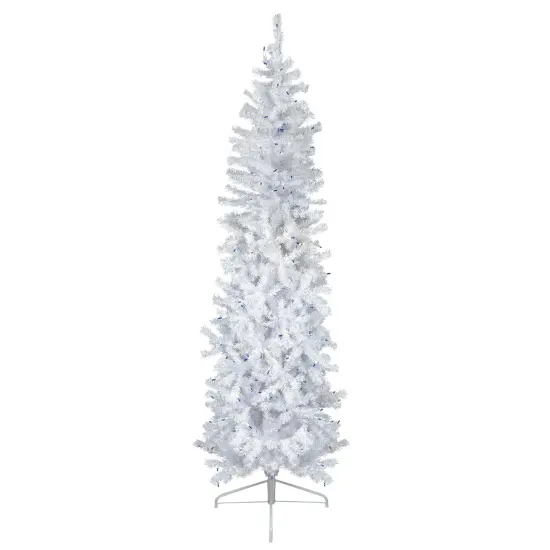Northlight Pre-Lit Pencil Woodbury White Pine Artificial Christmas Tree - 6.5' - Blue Lights {1}