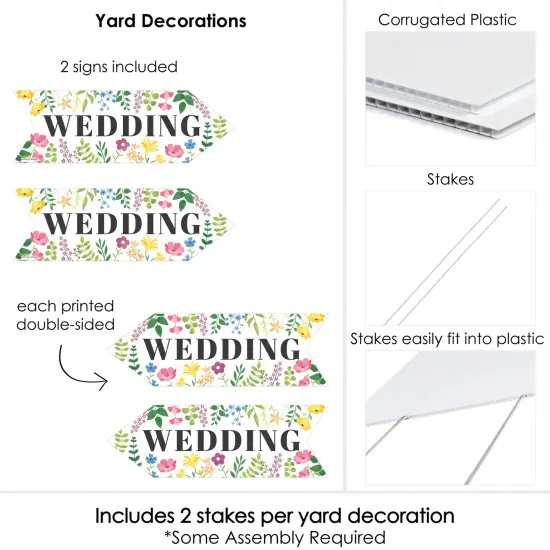 Big Dot of Happiness Wildflowers Wedding Signs - Boho Floral Wedding Sign Arrow - Double Sided Directional Yard Signs - Set of 2 {6}